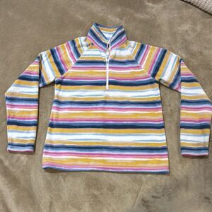 Eddie Bauer Multicolor Striped Fleece Mock Neck 1/2 Zip Pullover Sweater Size M